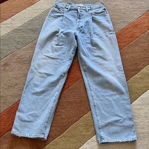Agolde Women's Folded Waist Straight Leg Jeans in Light Blue size 27